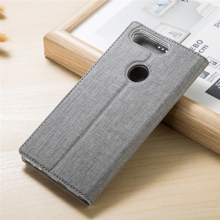 VILI DMX Cross Texture Card Holder Leather Stand Cover for Huawei Honor 9 Lite/Honor 9 Youth Edition - Grey-2