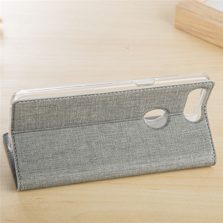 VILI DMX Cross Texture Card Holder Leather Stand Cover for Huawei Honor 9 Lite/Honor 9 Youth Edition - Grey-3