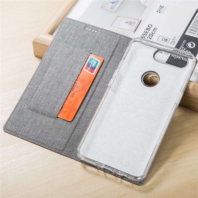 VILI DMX Cross Texture Card Holder Leather Stand Cover for Huawei Honor 9 Lite/Honor 9 Youth Edition - Grey-4