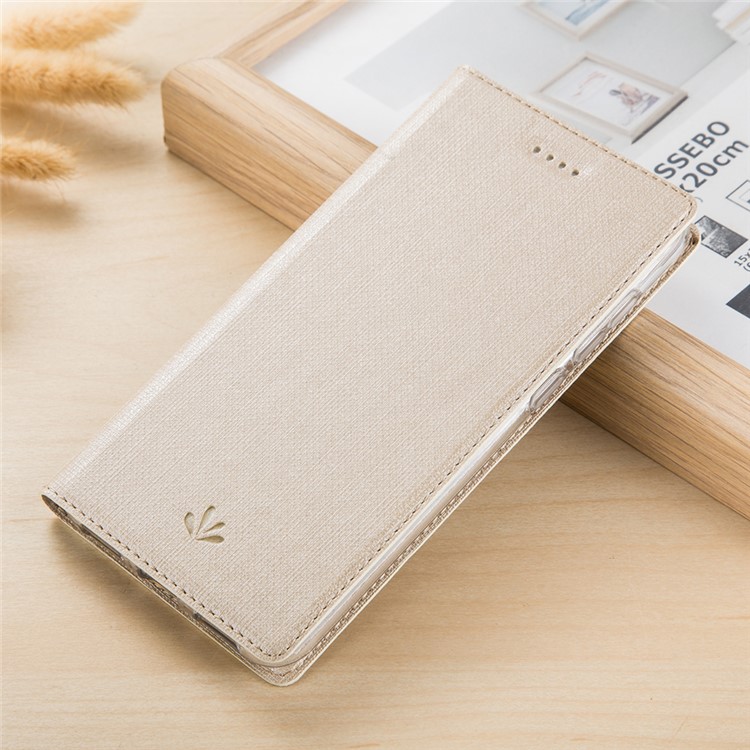 VILI DMX Cross Texture Card Holder Leather Stand Casing for Huawei Honor 9 Lite/Honor 9 Youth Edition - Gold-1