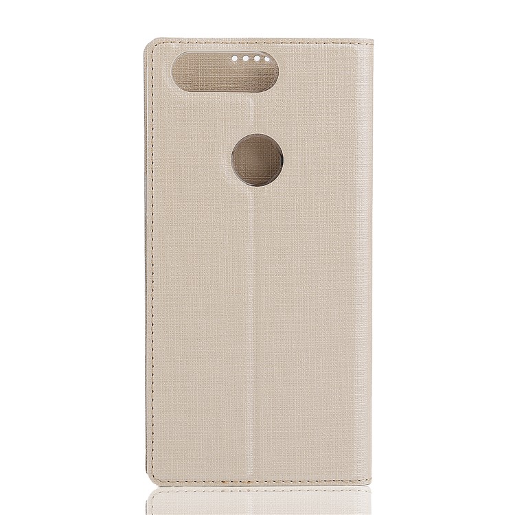 VILI DMX Cross Texture Card Holder Leather Stand Casing for Huawei Honor 9 Lite/Honor 9 Youth Edition - Gold-3