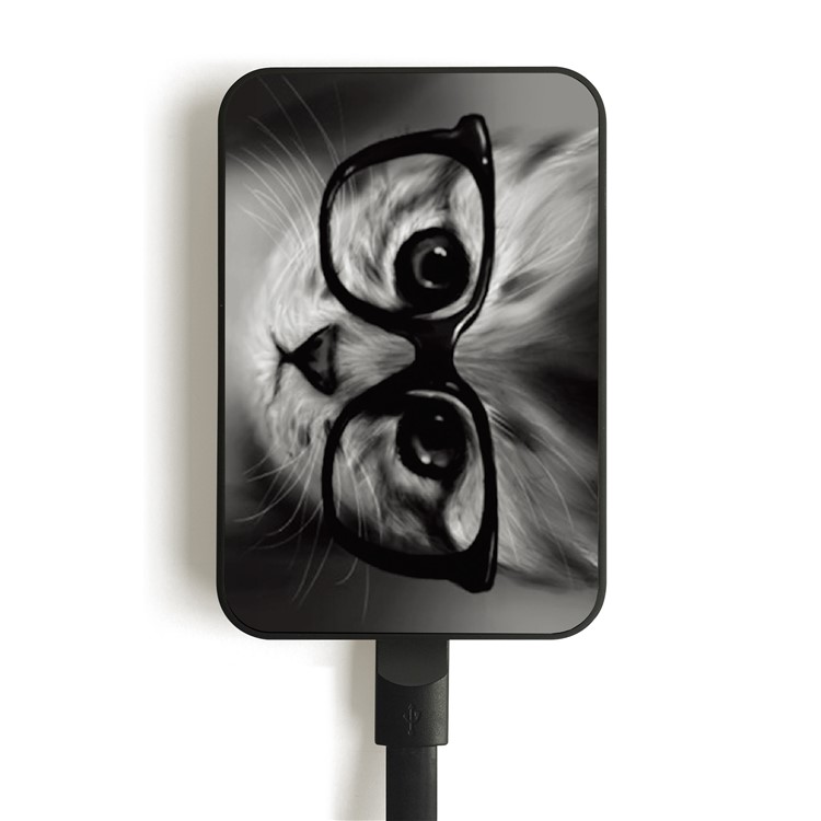 Cartoon Series Portable 10000mAh Power Bank Backup Battery Charger for Samsung, iPhone, Huawei etc. - Cat Wearing Glasses-1