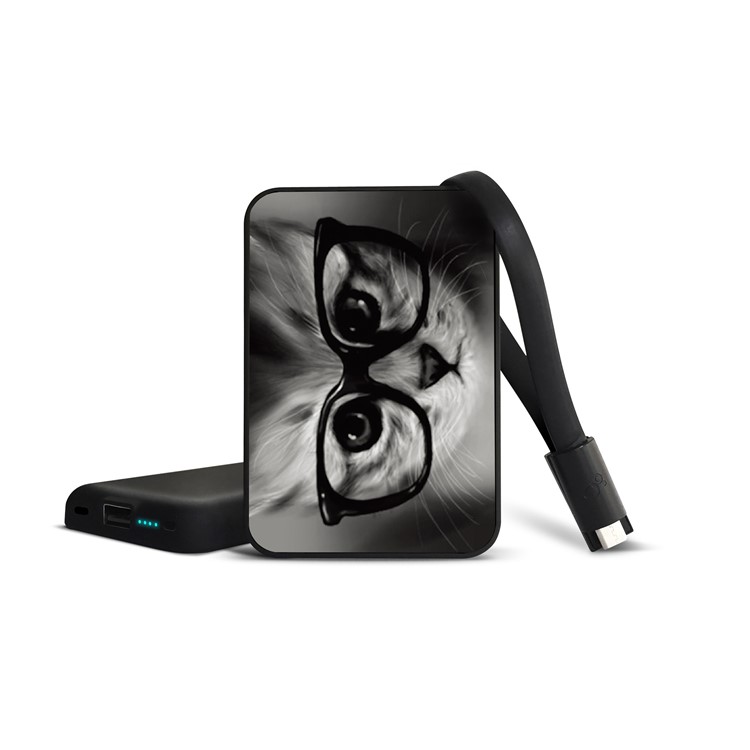 Cartoon Series Portable 10000mAh Power Bank Backup Battery Charger for Samsung, iPhone, Huawei etc. - Cat Wearing Glasses-2