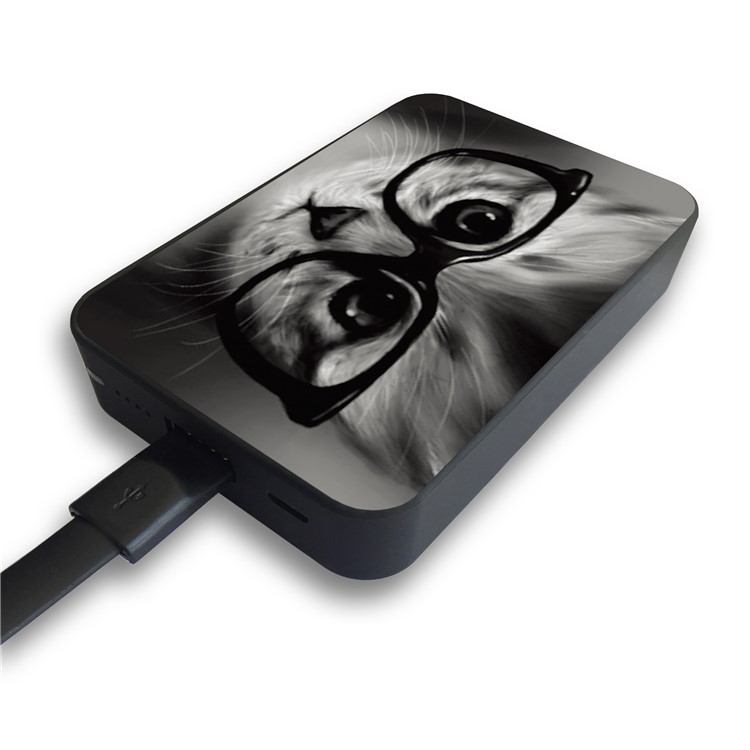 Cartoon Series Portable 10000mAh Power Bank Backup Battery Charger for Samsung, iPhone, Huawei etc. - Cat Wearing Glasses-4