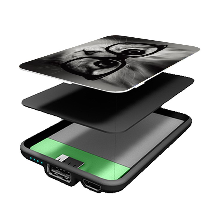 Cartoon Series Portable 10000mAh Power Bank Backup Battery Charger for Samsung, iPhone, Huawei etc. - Cat Wearing Glasses-6