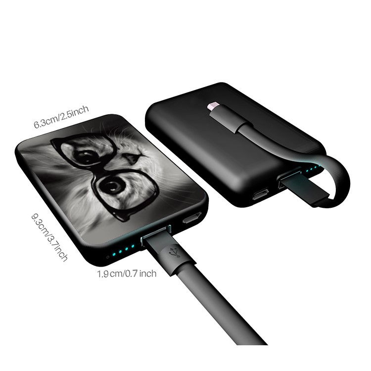 Cartoon Series Portable 10000mAh Power Bank Backup Battery Charger for Samsung, iPhone, Huawei etc. - Cat Wearing Glasses-7