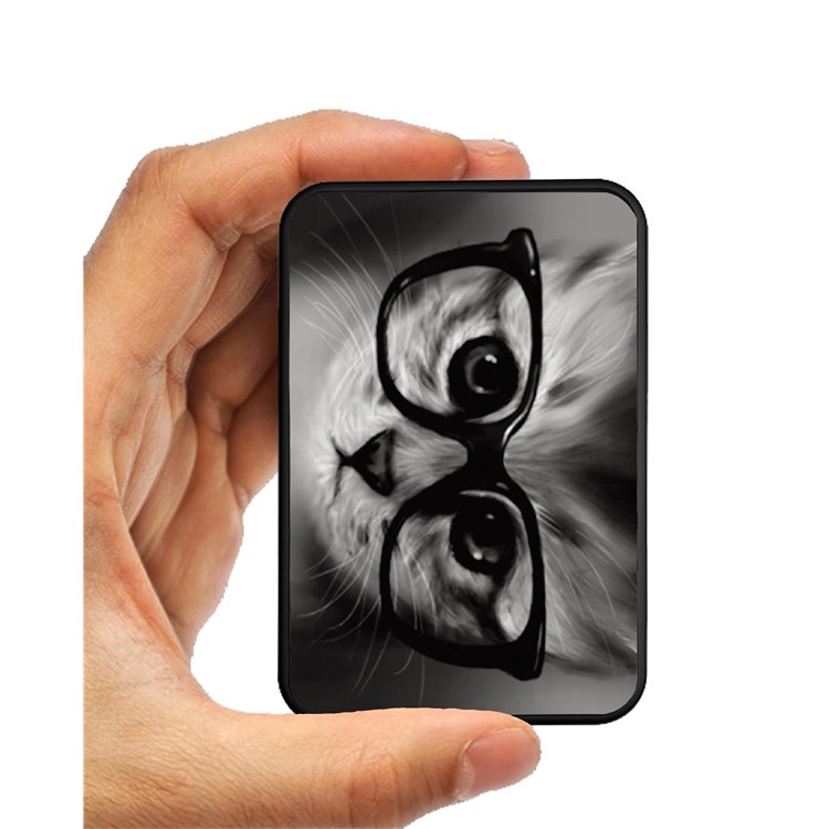 Cartoon Series Portable 10000mAh Power Bank Backup Battery Charger for Samsung, iPhone, Huawei etc. - Cat Wearing Glasses-9