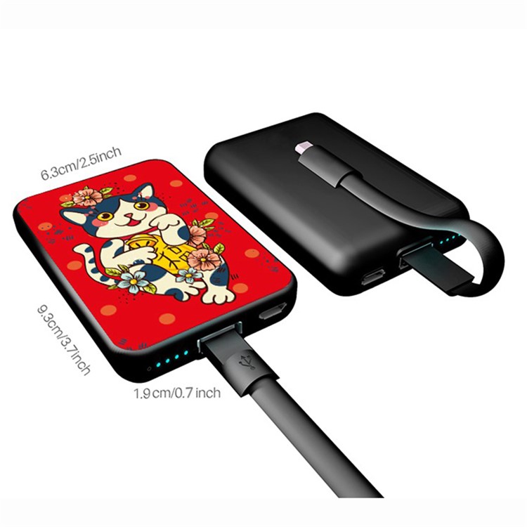 Cartoon Series 10000mAh Portable Travel Power Bank - Cat Smiling-4