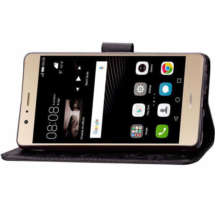Imprint Lucky Clover Magnetic Wallet PU Leather Stand Cover for Huawei P9 Lite/G9 Lite - Black-10