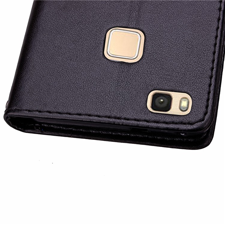 Imprint Lucky Clover Magnetic Wallet PU Leather Stand Cover for Huawei P9 Lite/G9 Lite - Black-12