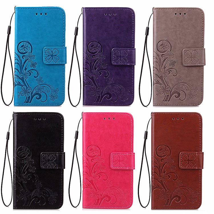 Imprint Lucky Clover Magnetic Wallet PU Leather Stand Cover for Huawei P9 Lite/G9 Lite - Black-14