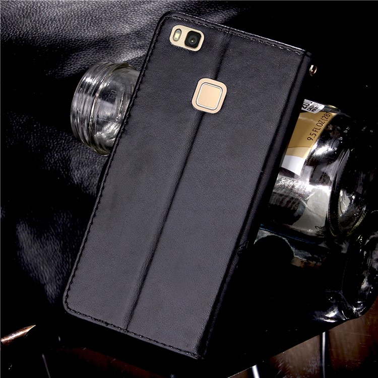 Imprint Lucky Clover Magnetic Wallet PU Leather Stand Cover for Huawei P9 Lite/G9 Lite - Black-3