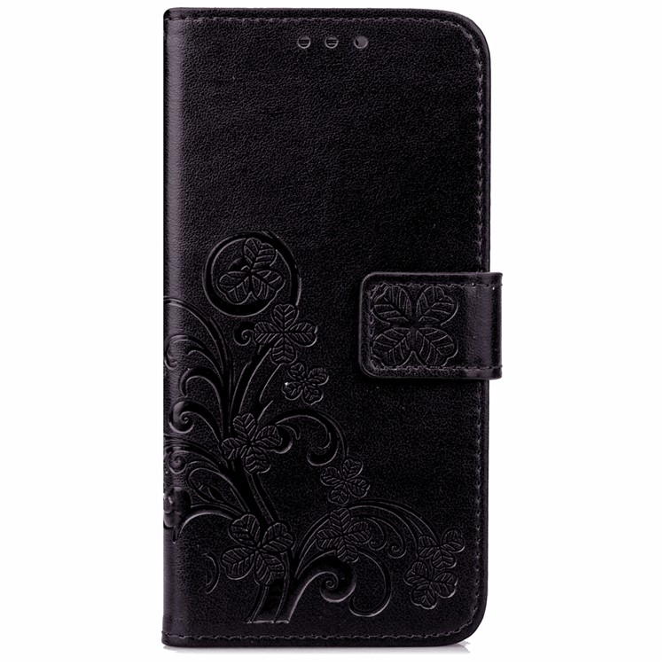 Imprint Lucky Clover Magnetic Wallet PU Leather Stand Cover for Huawei P9 Lite/G9 Lite - Black-6