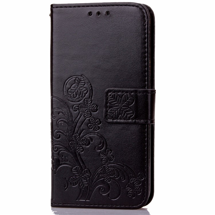 Imprint Lucky Clover Magnetic Wallet PU Leather Stand Cover for Huawei P9 Lite/G9 Lite - Black-8