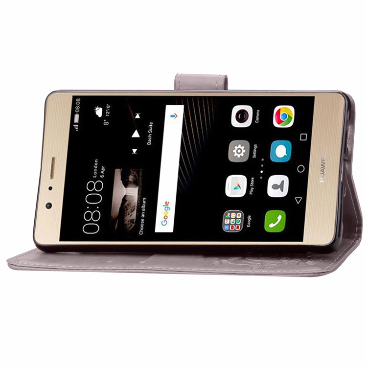 Imprint Lucky Clover Magnetic Wallet PU Leather Stand Case for Huawei P9 Lite/G9 Lite - Grey-10