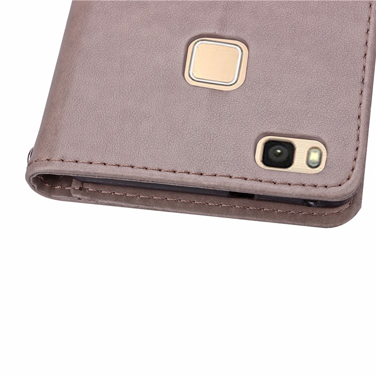 Imprint Lucky Clover Magnetic Wallet PU Leather Stand Case for Huawei P9 Lite/G9 Lite - Grey-12