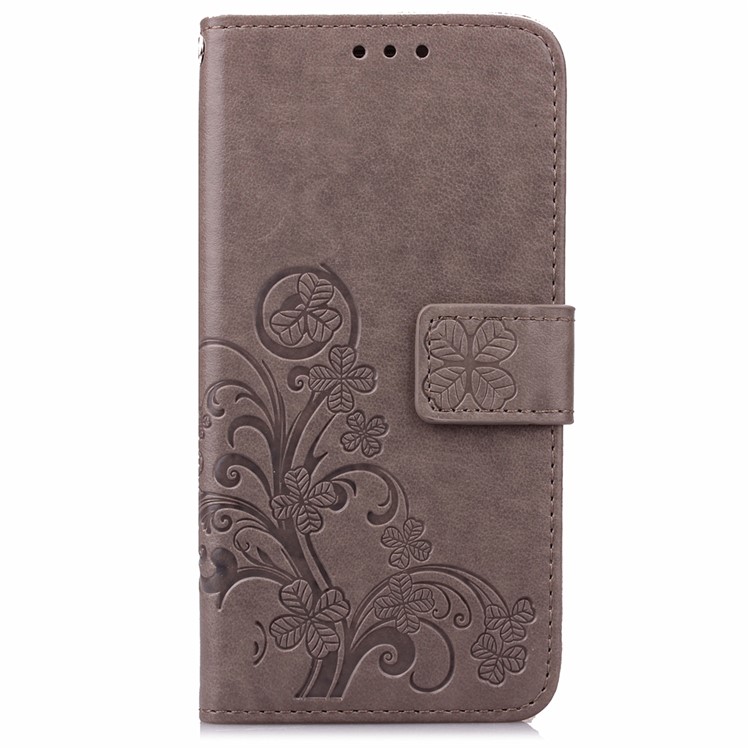 Imprint Lucky Clover Magnetic Wallet PU Leather Stand Case for Huawei P9 Lite/G9 Lite - Grey-2