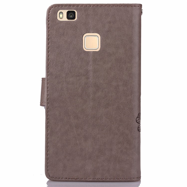 Imprint Lucky Clover Magnetic Wallet PU Leather Stand Case for Huawei P9 Lite/G9 Lite - Grey-7