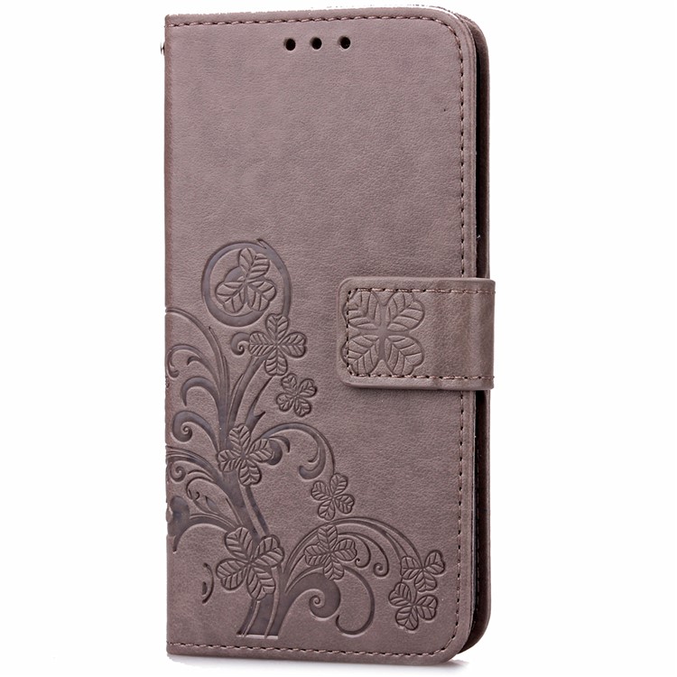 Imprint Lucky Clover Magnetic Wallet PU Leather Stand Case for Huawei P9 Lite/G9 Lite - Grey-8