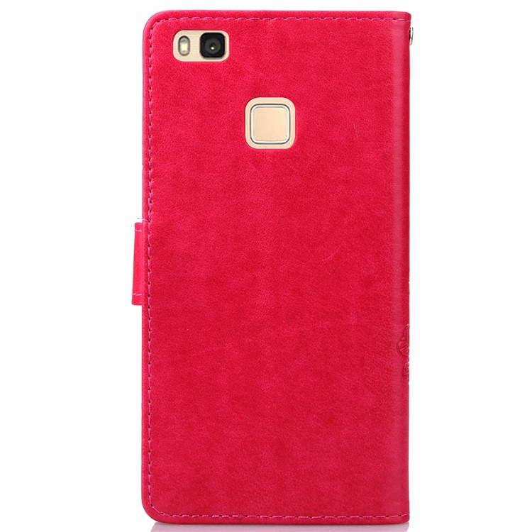 Imprint Lucky Clover Magnetic Wallet PU Leather Stand Shell for Huawei P9 Lite/G9 Lite - Rose-10