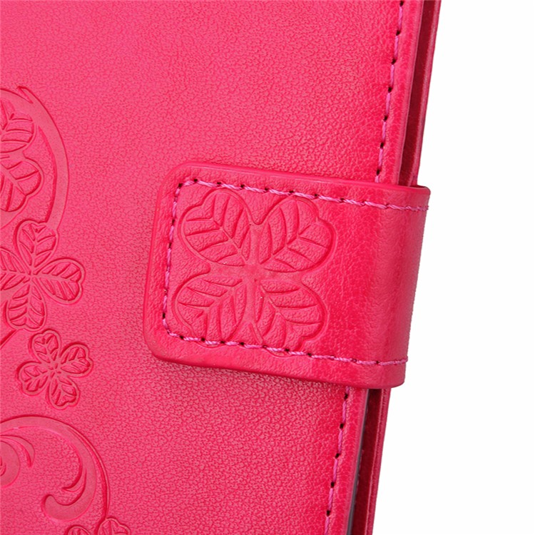 Imprint Lucky Clover Magnetic Wallet PU Leather Stand Shell for Huawei P9 Lite/G9 Lite - Rose-13