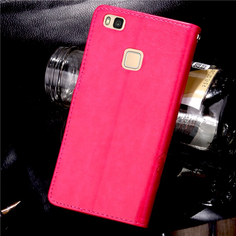 Imprint Lucky Clover Magnetic Wallet PU Leather Stand Shell for Huawei P9 Lite/G9 Lite - Rose-3