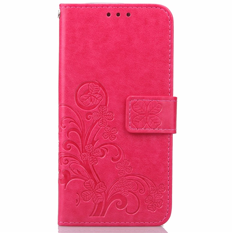 Imprint Lucky Clover Magnetic Wallet PU Leather Stand Shell for Huawei P9 Lite/G9 Lite - Rose-9