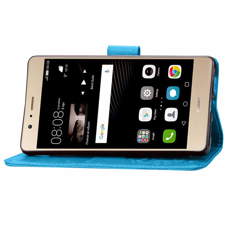 Imprint Lucky Clover Magnetic Wallet PU Leather Stand Casing for Huawei P9 Lite/G9 Lite - Blue-10