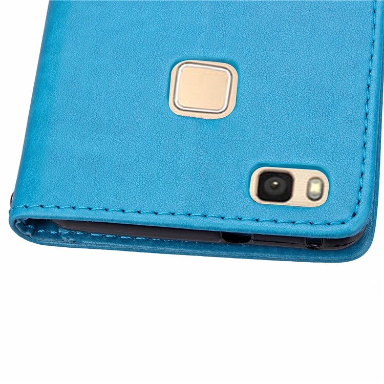 Imprint Lucky Clover Magnetic Wallet PU Leather Stand Casing for Huawei P9 Lite/G9 Lite - Blue-12
