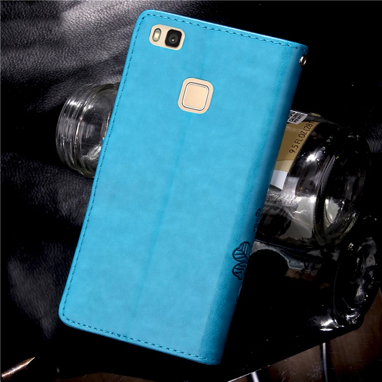 Imprint Lucky Clover Magnetic Wallet PU Leather Stand Casing for Huawei P9 Lite/G9 Lite - Blue-3