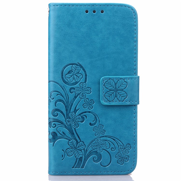 Imprint Lucky Clover Magnetic Wallet PU Leather Stand Casing for Huawei P9 Lite/G9 Lite - Blue-6