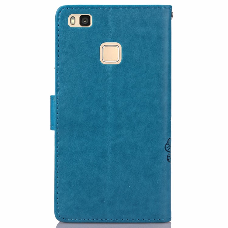 Imprint Lucky Clover Magnetic Wallet PU Leather Stand Casing for Huawei P9 Lite/G9 Lite - Blue-7