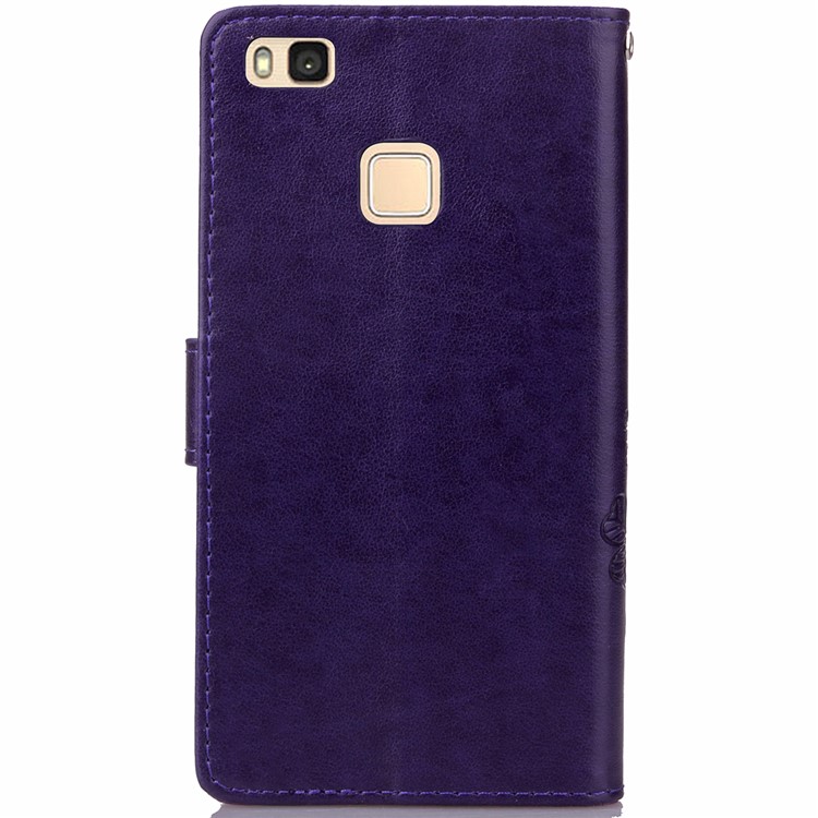 Imprint Lucky Clover Magnetic Wallet PU Leather Stand Mobile Phone Cover for Huawei P9 Lite/G9 Lite - Purple-7