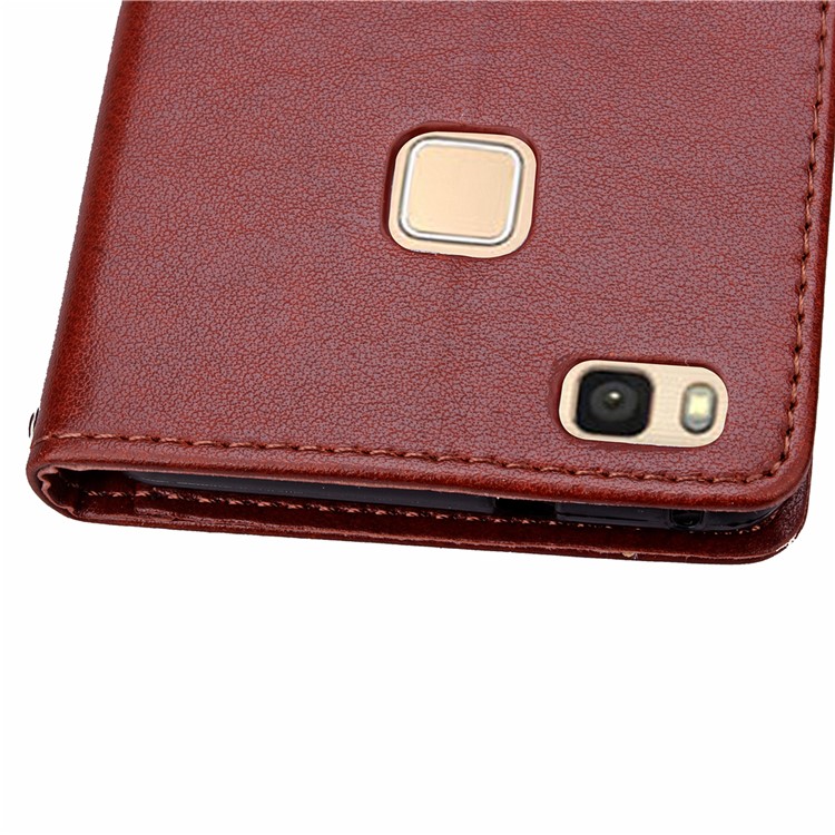 Imprint Lucky Clover Magnetic Wallet PU Leather Stand Cell Phone Cover for Huawei P9 Lite/G9 Lite - Brown-12