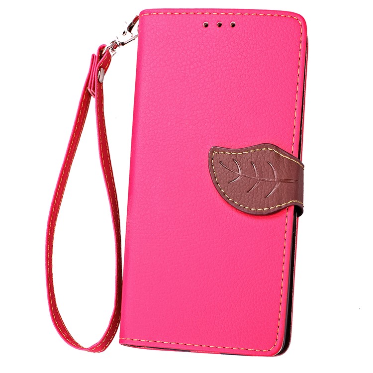Leaf Shape Magnetic Flap Leather Stand Case with Card Slots for Huawei P9 Lite / G9 Lite - Rose-10