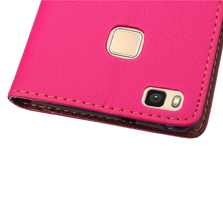 Leaf Shape Magnetic Flap Leather Stand Case with Card Slots for Huawei P9 Lite / G9 Lite - Rose-11