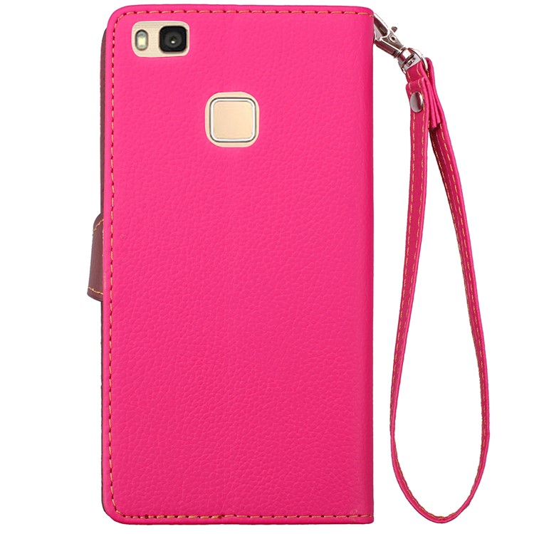 Leaf Shape Magnetic Flap Leather Stand Case with Card Slots for Huawei P9 Lite / G9 Lite - Rose-2