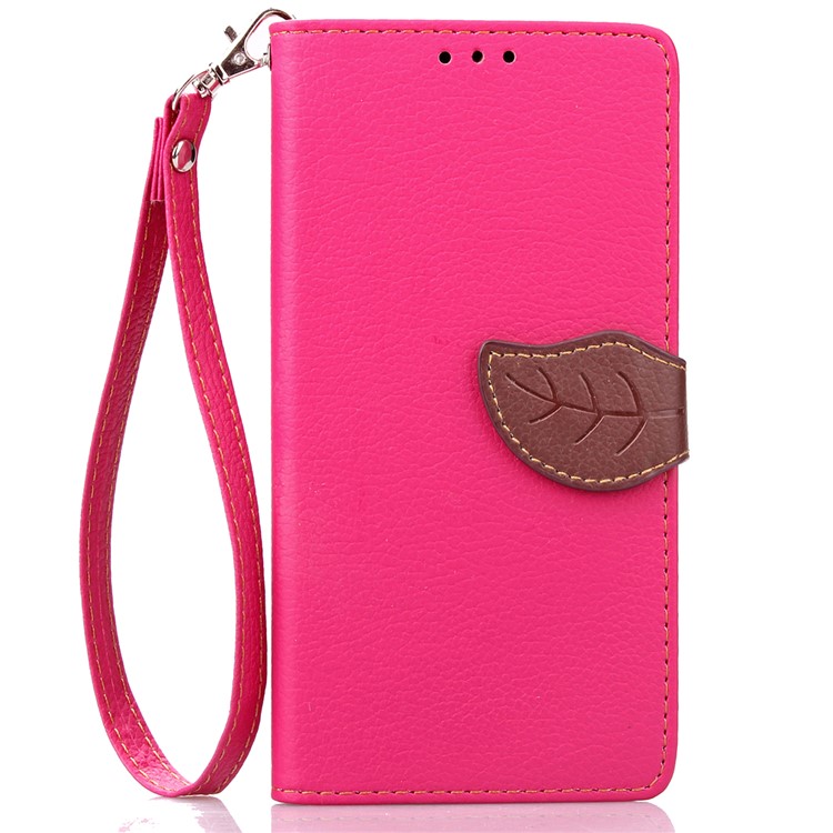 Leaf Shape Magnetic Flap Leather Stand Case with Card Slots for Huawei P9 Lite / G9 Lite - Rose-3