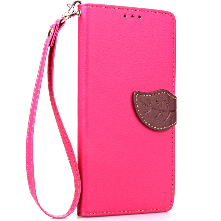 Leaf Shape Magnetic Flap Leather Stand Case with Card Slots for Huawei P9 Lite / G9 Lite - Rose-5