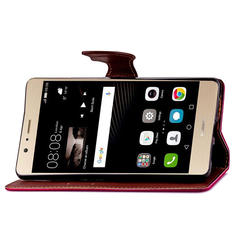 Leaf Shape Magnetic Flap Leather Stand Case with Card Slots for Huawei P9 Lite / G9 Lite - Rose-8