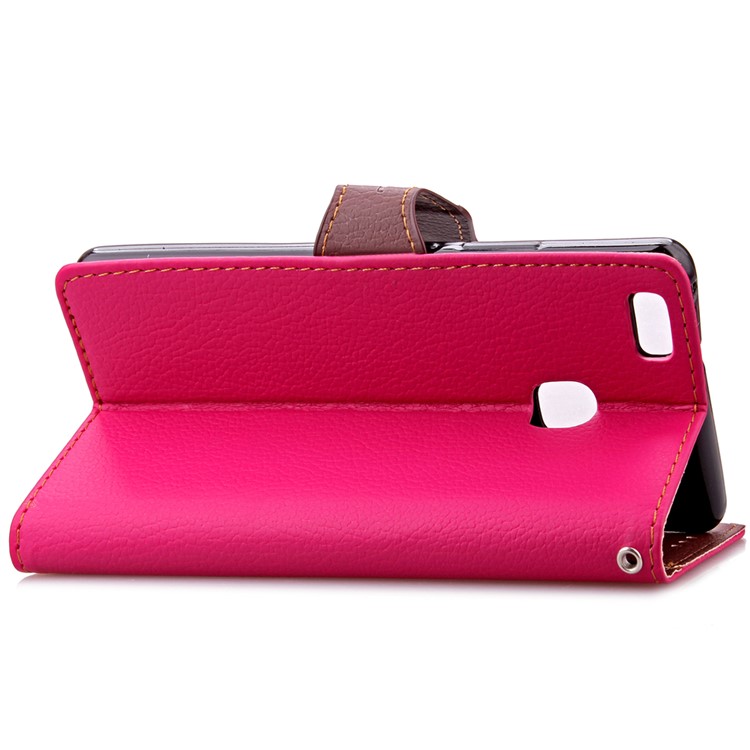 Leaf Shape Magnetic Flap Leather Stand Case with Card Slots for Huawei P9 Lite / G9 Lite - Rose-9