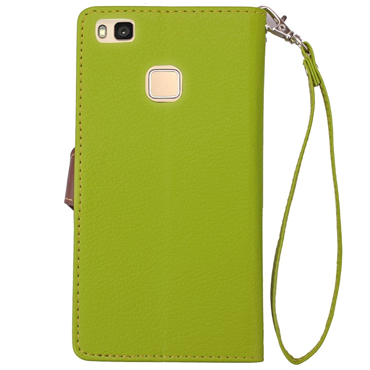 Leaf Shape Magnetic Flap Leather Stand Cover with Card Slots for Huawei P9 Lite / G9 Lite - Green-10