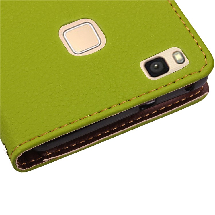 Leaf Shape Magnetic Flap Leather Stand Cover with Card Slots for Huawei P9 Lite / G9 Lite - Green-11