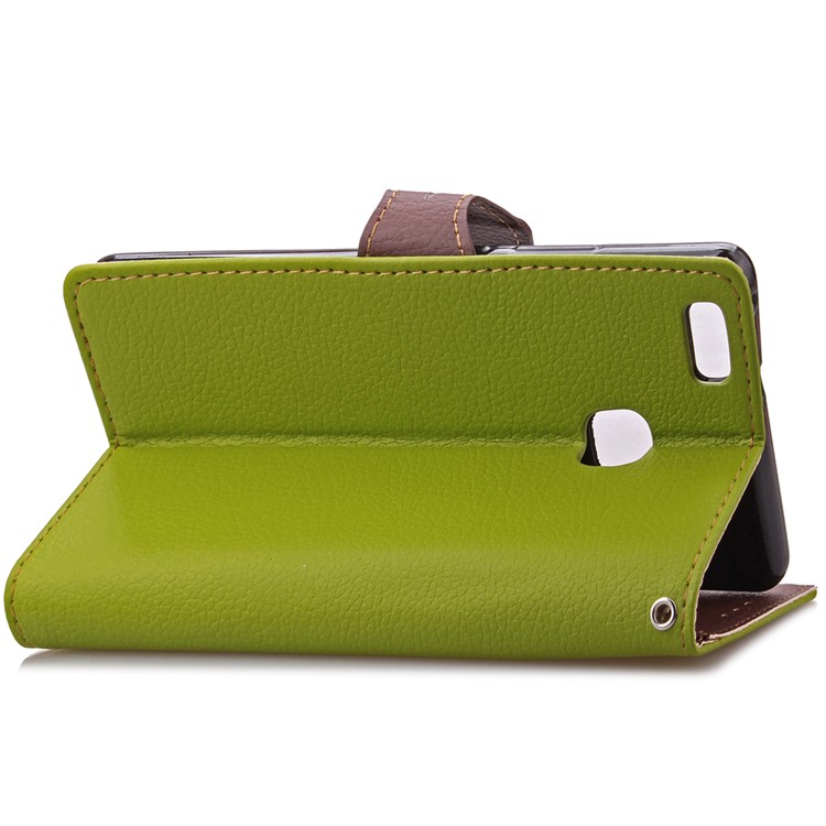 Leaf Shape Magnetic Flap Leather Stand Cover with Card Slots for Huawei P9 Lite / G9 Lite - Green-8