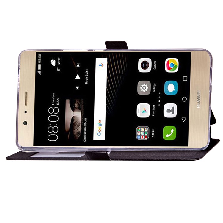 Imprint Rhombus Texture View Window Leather Card Slot Case for Huawei P9 Lite/G9 Lite - Black-6