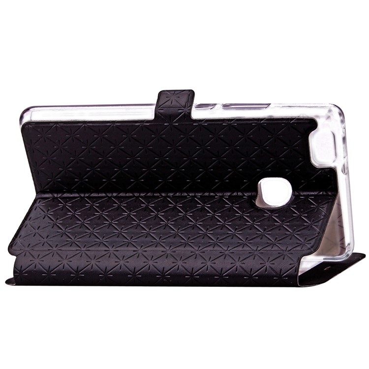 Imprint Rhombus Texture View Window Leather Card Slot Case for Huawei P9 Lite/G9 Lite - Black-7