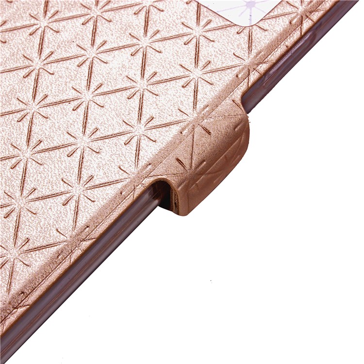 Imprint Rhombus Texture View Window Leather Card Slot Cell Phone Case for Huawei P9 Lite/G9 Lite - Champagne Gold-10