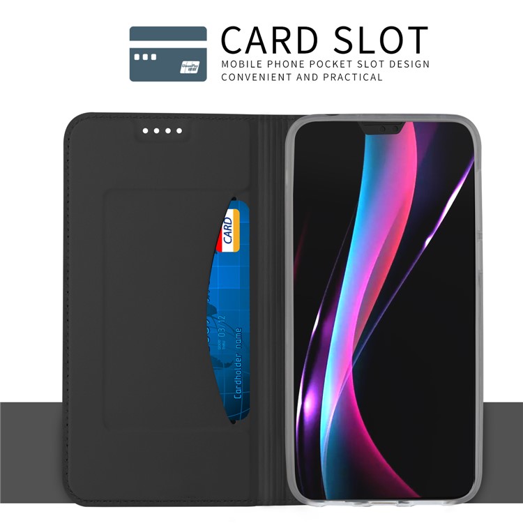 Card Holder Auto-absorbed Leather Cell Phone Case with Stand for Huawei P20 - Black-4
