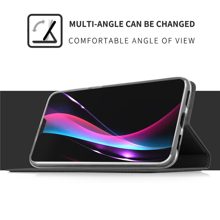 Card Holder Auto-absorbed Leather Cell Phone Case with Stand for Huawei P20 - Black-7
