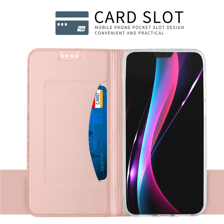 Card Holder Auto-absorbed Leather Cell Phone Cover with Stand for Huawei P20 - Rose Gold-4
